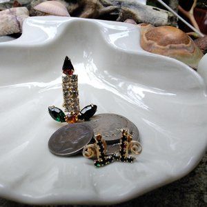 1960's Holiday Candles Rhinestone Demi Parure